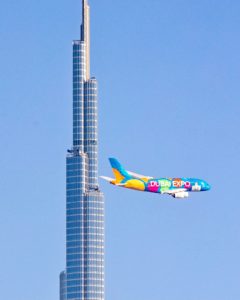 Emirates A380 Sonderlakierung für die EXPO / Bild-/Quelle: Dubai Tourists Bureau, Emirates