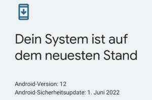 Na endlich! Dank zweier Updates ist mein nagelneues Telefon nach knapp zweieinhalb Wochen endlich auf dem Stand... JUNI??? IMMER NOCH? / Bild-/Quelle: Google/privat